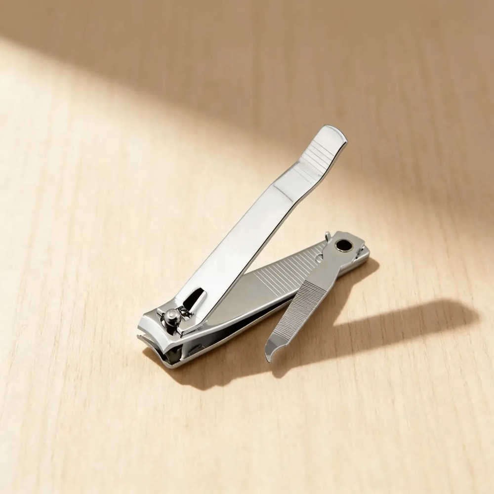Alicate Corta Uñas De Metal Grande Con Lima Para Pies Manos Plateado - Imagen 3